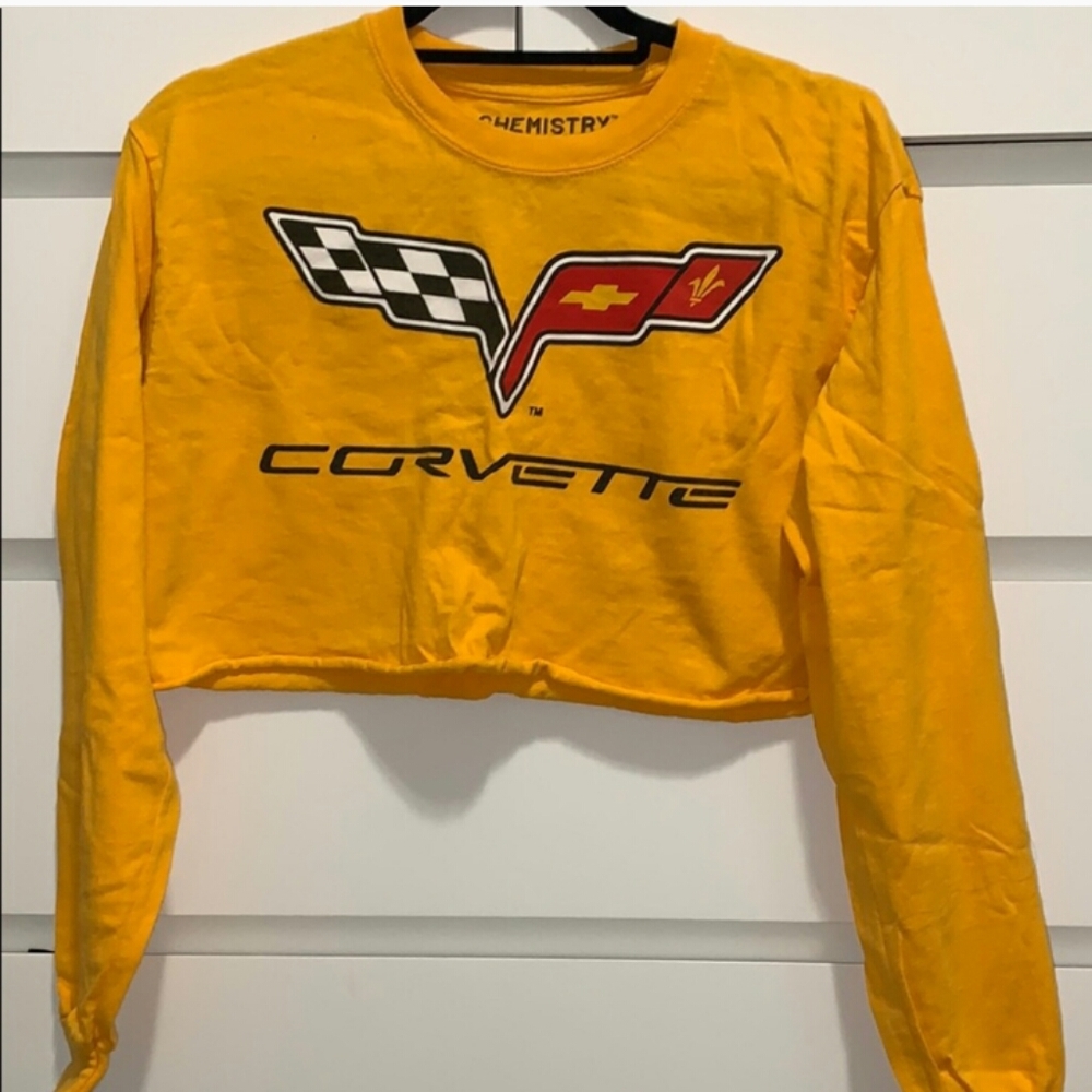 Corvette mustard yellow crop top long sleeve